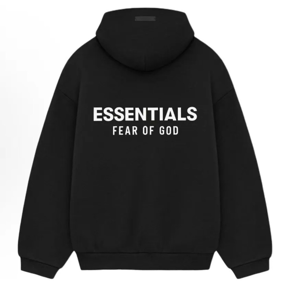 Fear of God Essentials Black Pullover Hoodie – Size XL – New With Tags – 2024